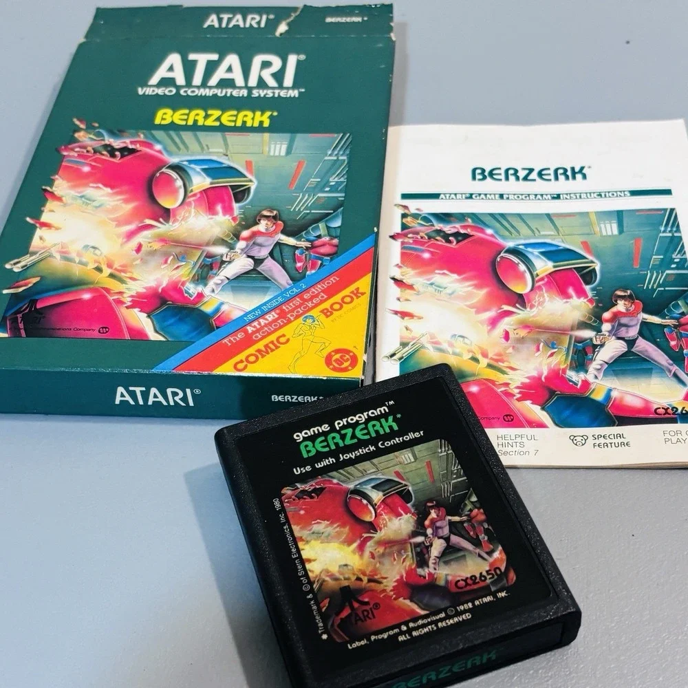 Berzerk Atari 2600, 1982) w/ Manual & Video Game System Cartridge Box